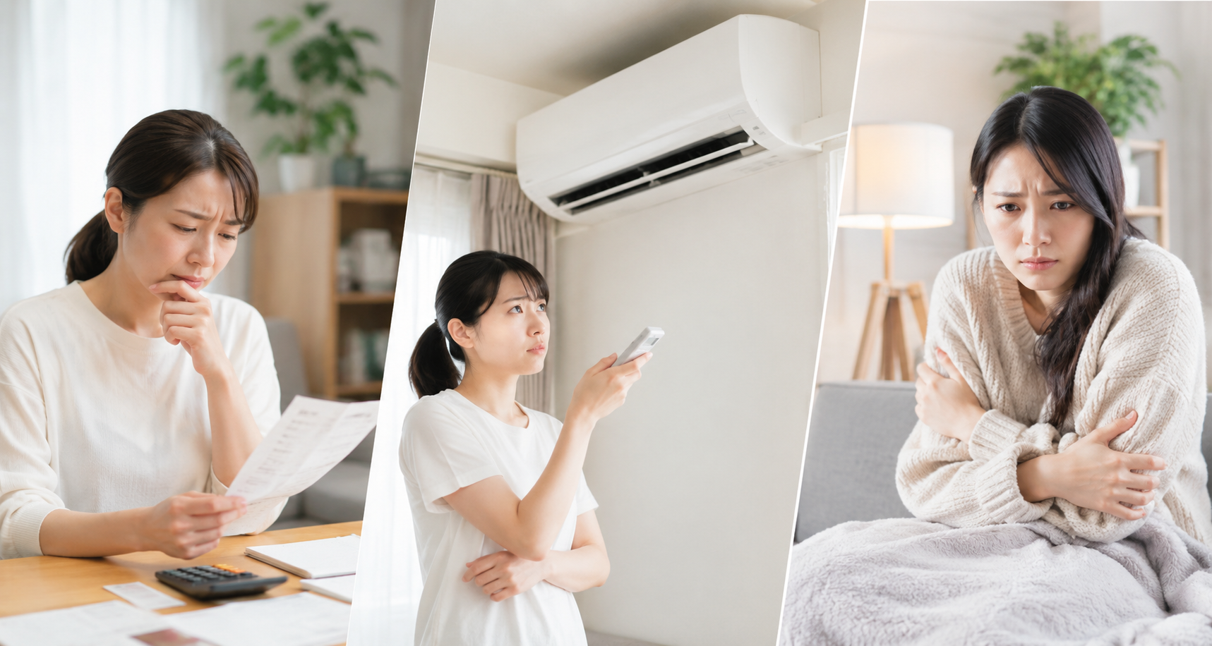 電気代や寒さ・暑さに悩む女性たち