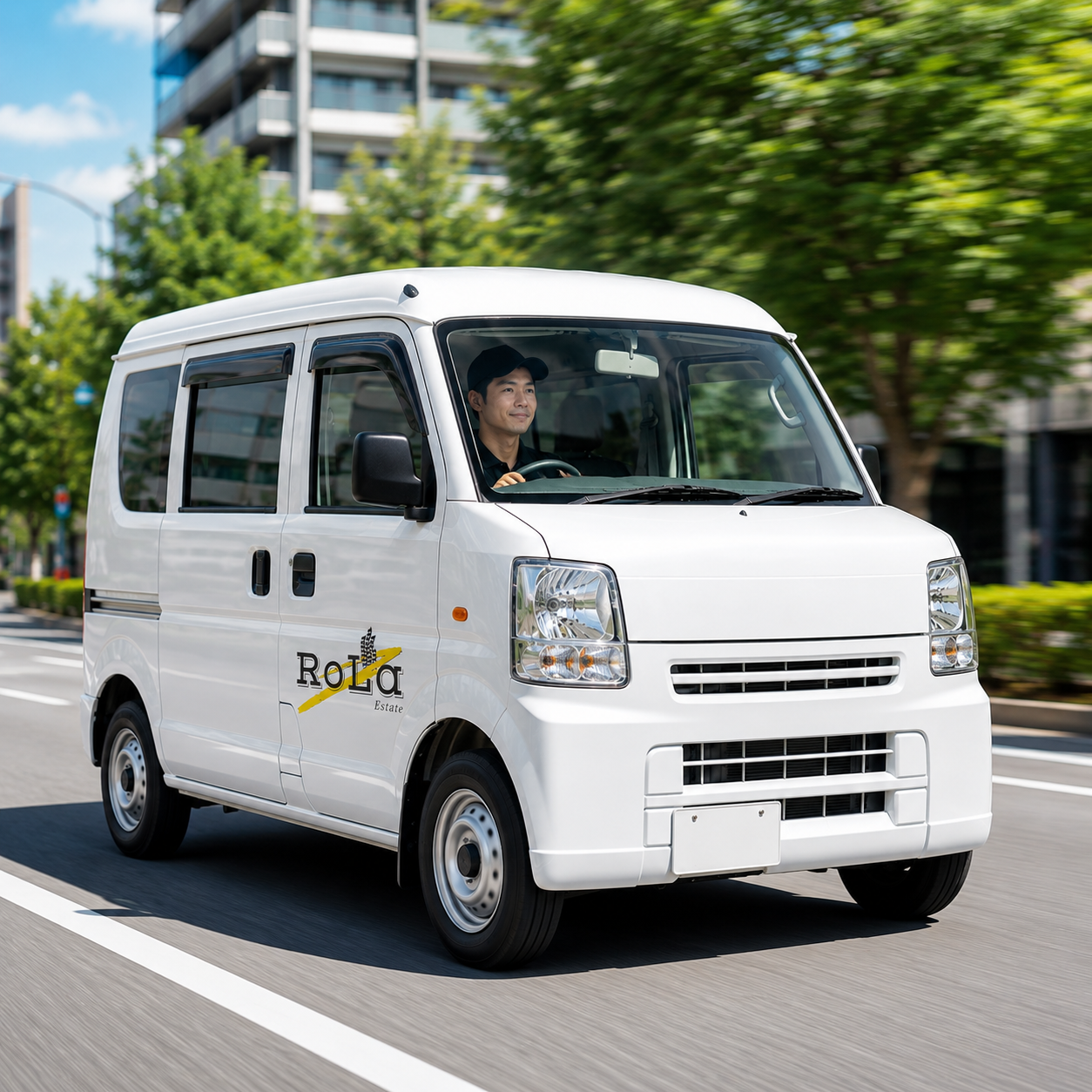 街中を走行するRoLaの配送車