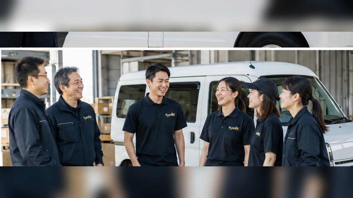 軽バンで荷物を配送するスタッフ